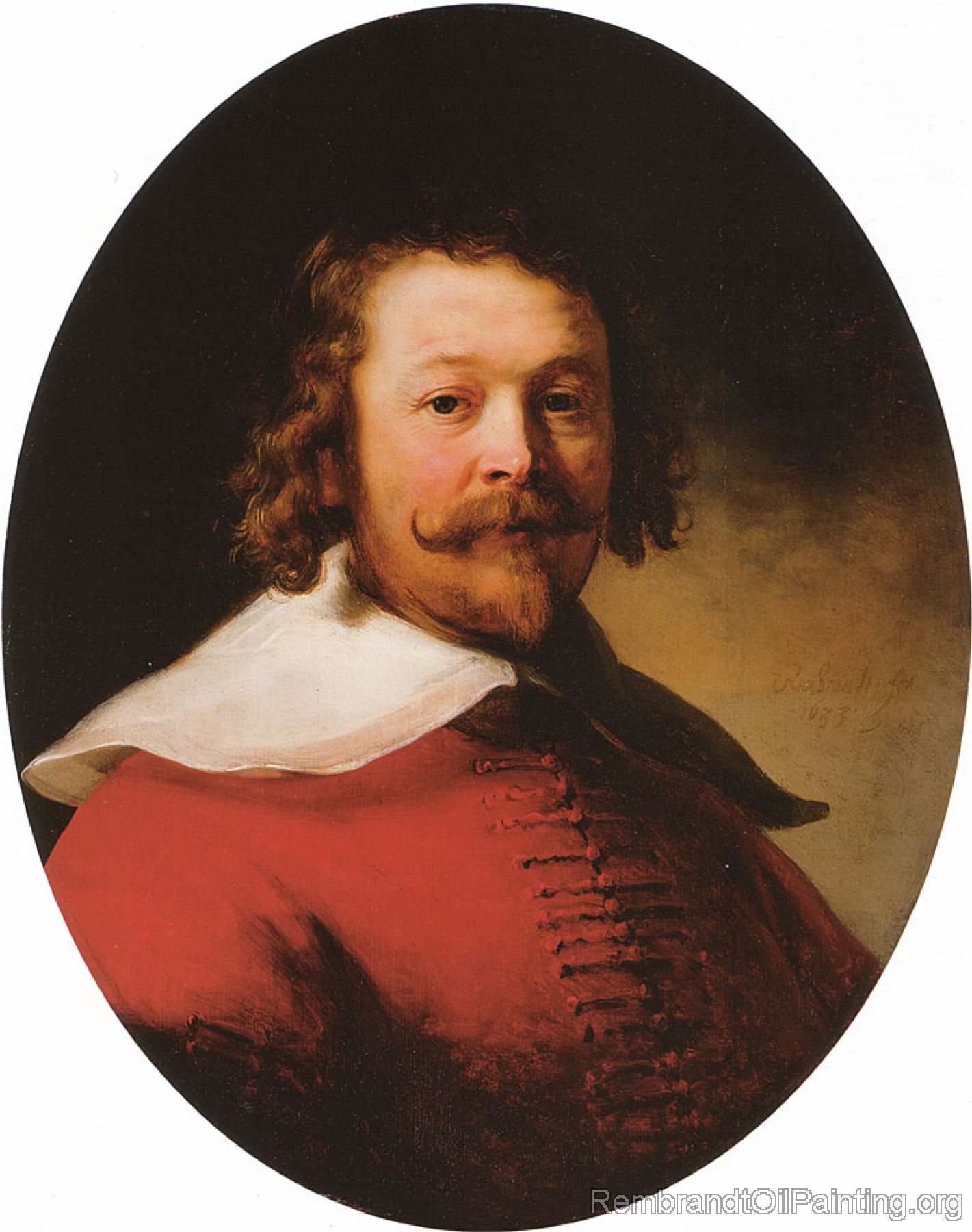 Portrait of a bearded man, bust length, in a red doublet