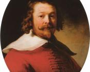 Portrait of a bearded man, bust length, in a red doublet